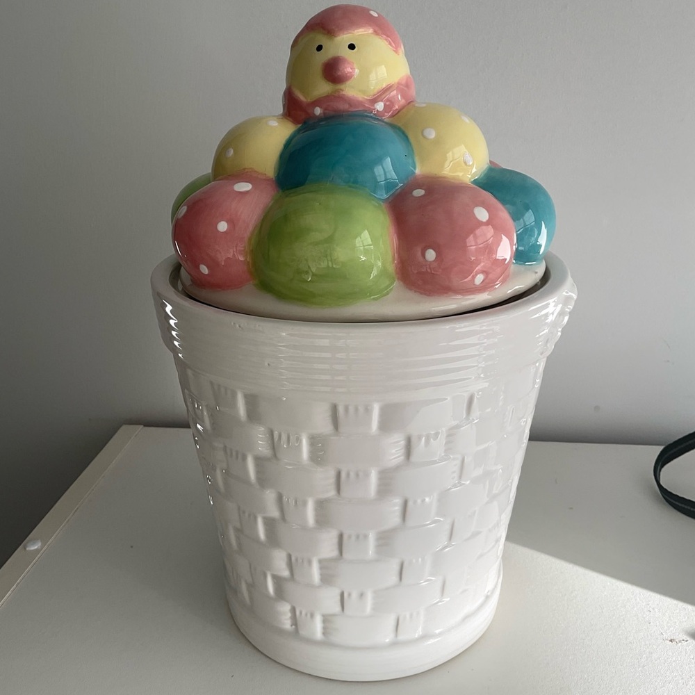 Easter Egg Chic Canister Cookie Candy Jar ~ Secret Garden Ceramics